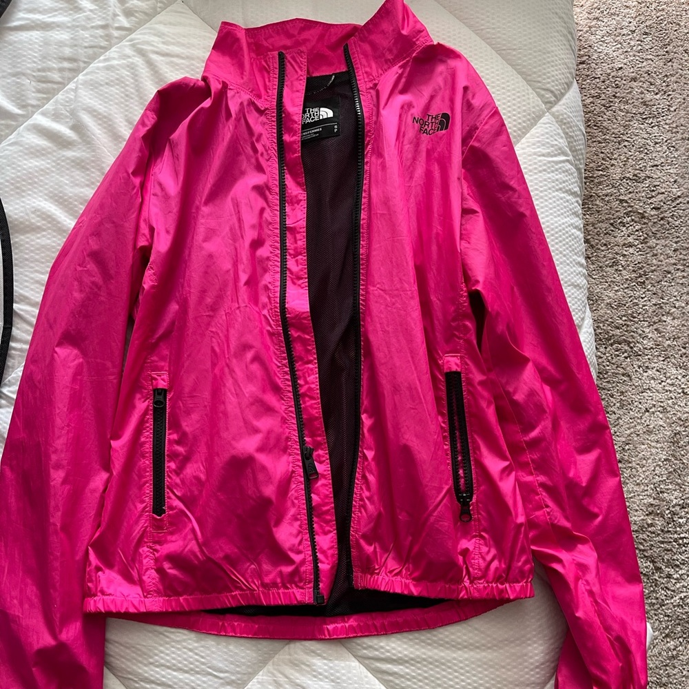 Hot pink wind breaker rain jacket